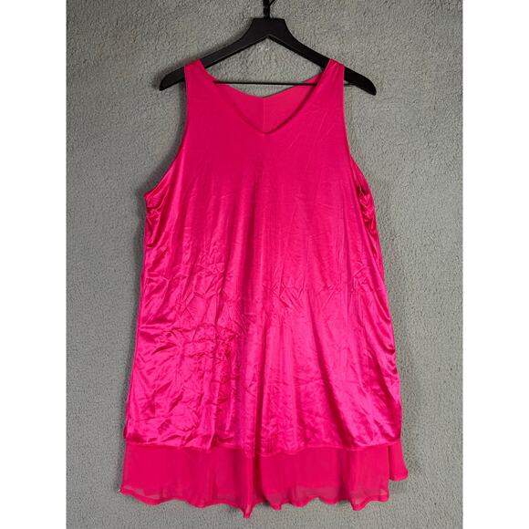 Hot Pink Sleeveless Swing Dress Women’s XL A-Line Layered‎ Hem Party Style - Picture 2 of 8